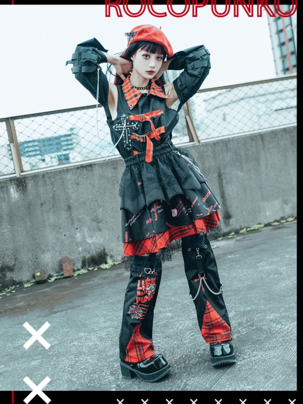 NWT (RARE) 🖤 Punk Tartan Mini Skirt + Leg Warmer Set 🕷️🔥